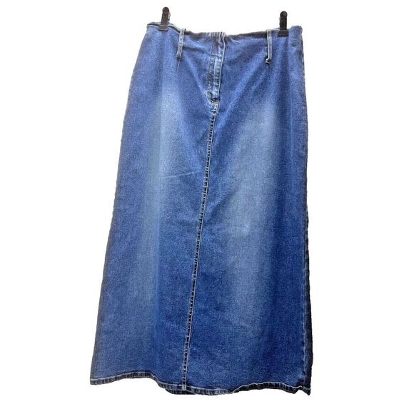 Rock and Rose maxi denim skirt women blue western country stretch open back 13. - Picture 1 of 9